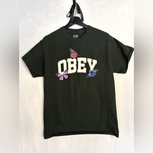 Obey Forest Green Butterfly Graphic Short Sleeve Tee Medium